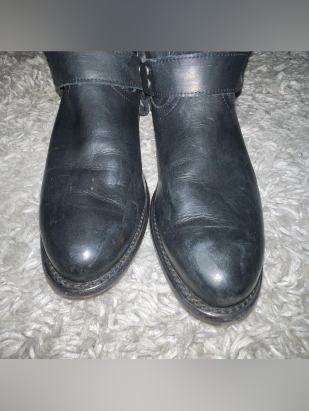 Frye Harness Boots Black Leather Biker Round Toe Western Women’s Size 10B - Picture 9 of 16